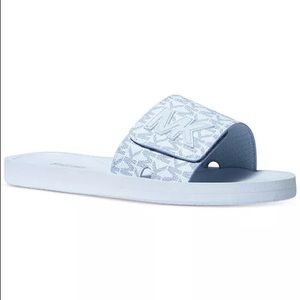 Women's MK Logo Pool Slide Sandals sky blue